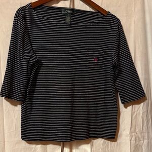 15-Ralph Lauren Navy and White Striped Blouse